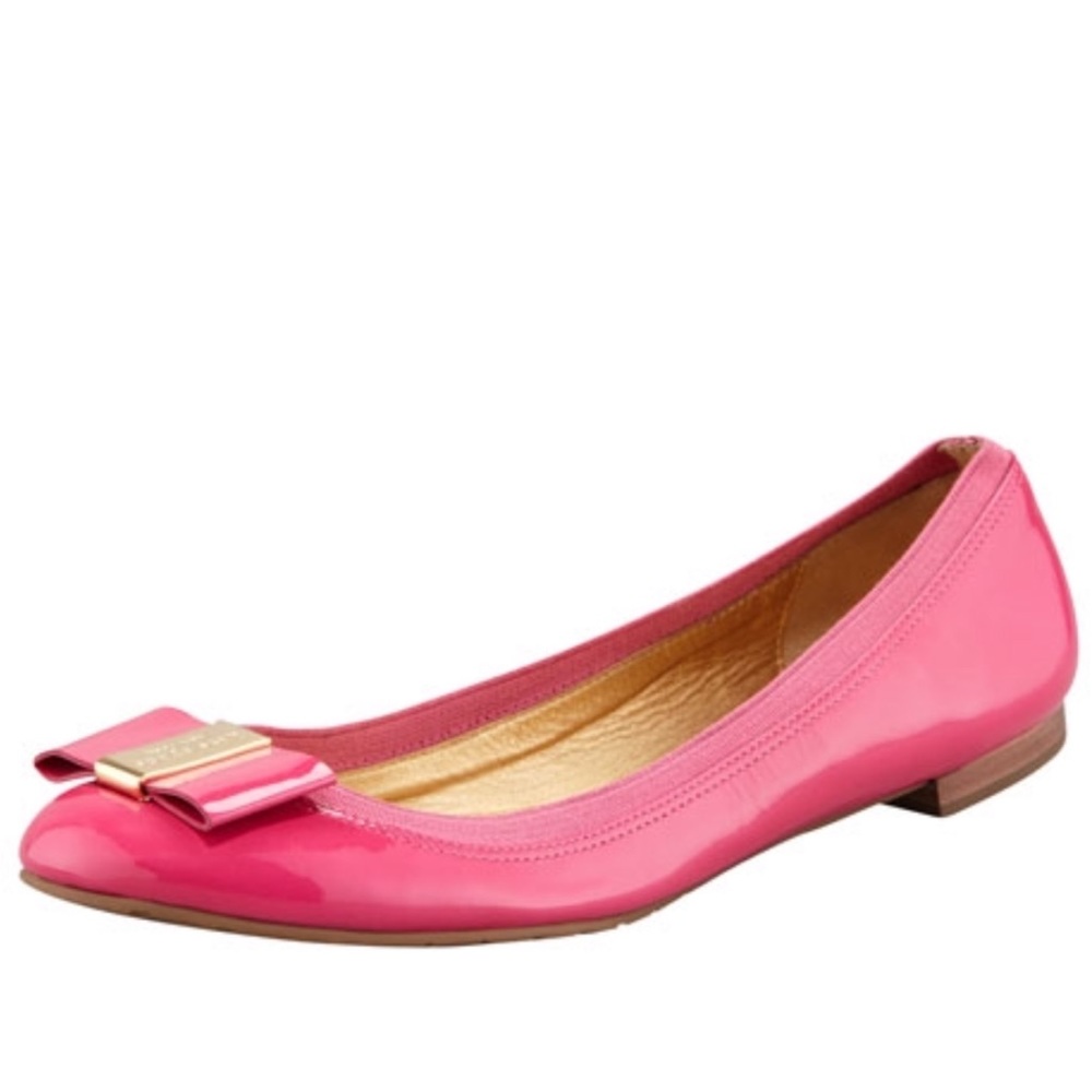 Kate Spade Tock Patent Leather Bow Flats Pink